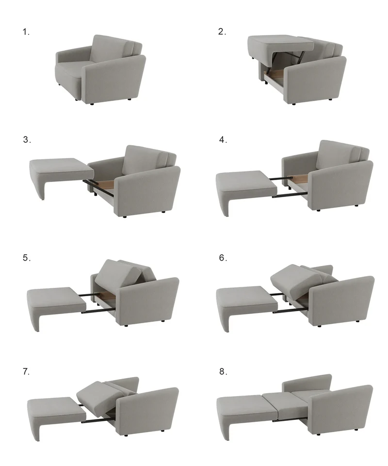 Ausziehbare Zweisitzer-Couch Paxi 145 cm mit Stauraum, grau-braunes Chenille