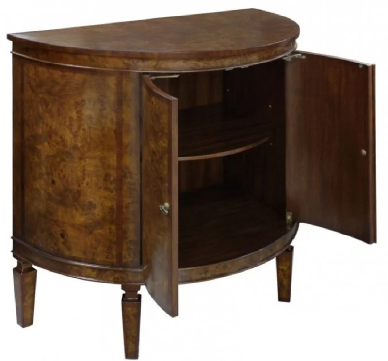 Casa Padrino Luxus Jugendstil Kommode Hellbraun / Braun 84 x 45 x H. 83 cm - Kleiner Halbrunder Schrank mit 2 Türen