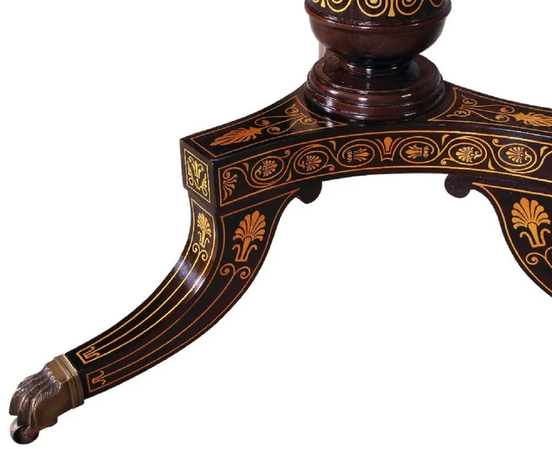 Casa Padrino Luxus Barock Esstisch Braun / Schwarz / Gold - Runder Massivholz Esszimmertisch im Barockstil - Barock Esszimmer Möbel - Luxus Esszimmer Möbel im Barockstil - Edel & Prunkvoll