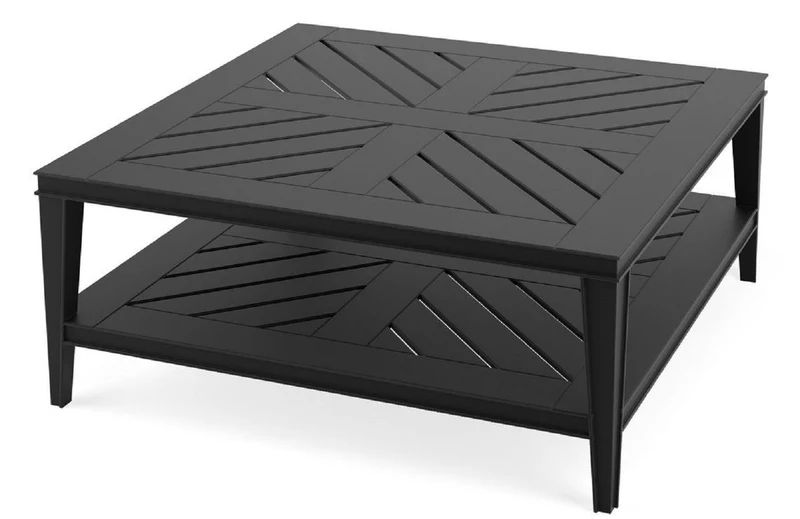 Casa Padrino Luxus Couchtisch Mattschwarz 100 x 100 x H. 42 cm - Quadratischer Wohnzimmertisch aus hochwertigen strapazierbarem Aluminium - Gartentisch