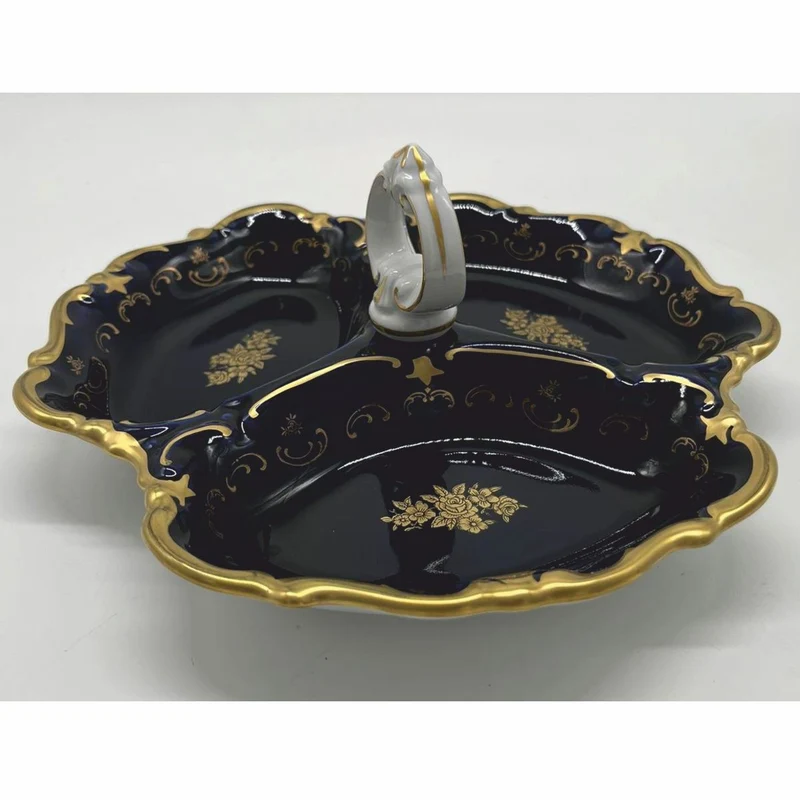 Casa Padrino Luxus Barock Porzellan Servierschale mit Tragegriff Ø 25 cm - Reichenbach Porzellan