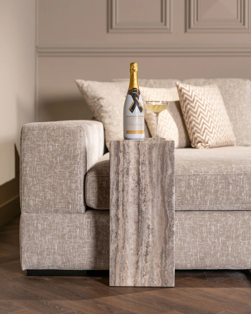 Sofabeistelltisch Dulce grey mit Marmorplatte fürs Wohnzimmer