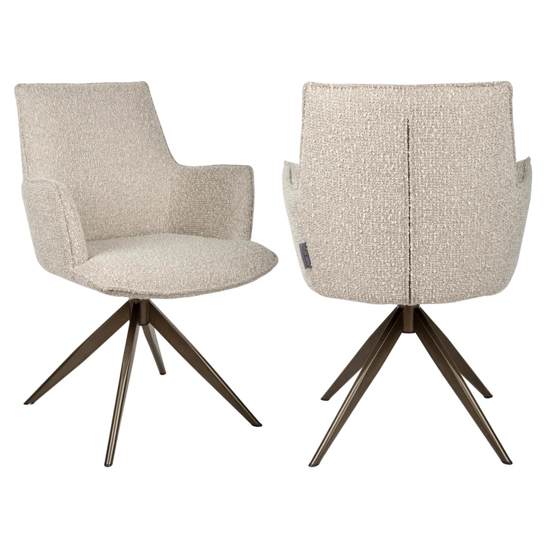 Esszimmerstuhl Dakota Natural Chunky mit Armlehne & Drehfunktion