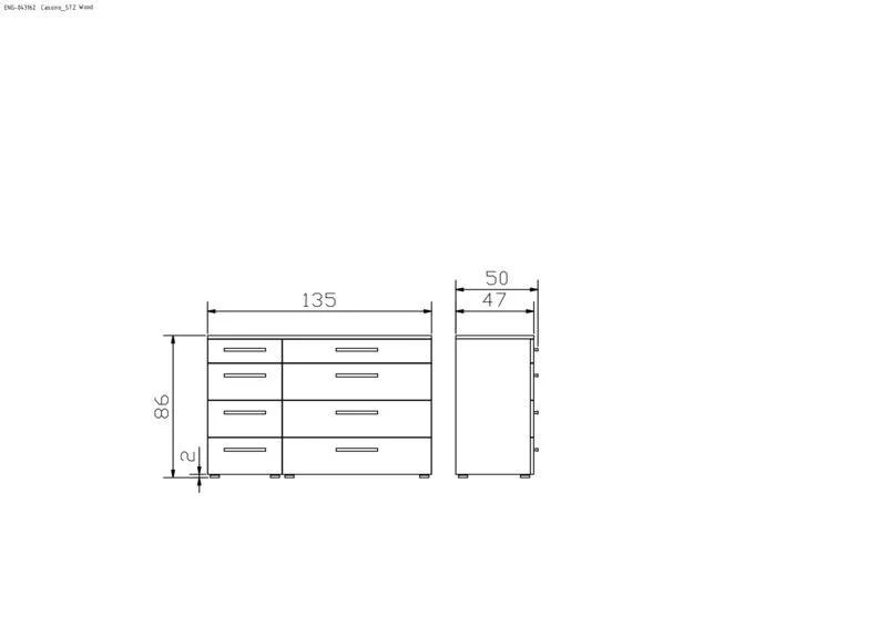 Hasena Cassino Kommode Selezione Eiche brandy mit 8 Schubladen