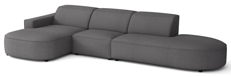 Modulares Ecksofa Sallmo L-förmig linksseitig dunkelgrauer hydrophober Chenille