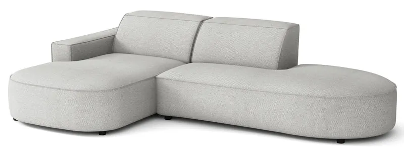 Modulares Ecksofa Sallmo, kleines L-förmiges Modell, linksseitig, hellgrauer hydrophober Chenille-Stoff