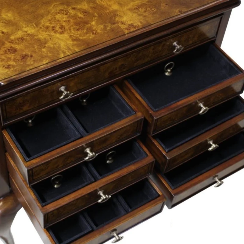 Casa Padrino Luxus Jugendstil Schmuckkommode Braun / Dunkelbraun 61 x 35 x H. 72 cm - Schmuckschrank mit 7 Schubladen