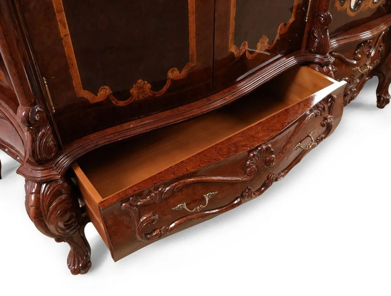Casa Padrino Luxus Barock Schlafzimmer Schrank mit 5 Türen Braun 305 cm - Barock Möbel