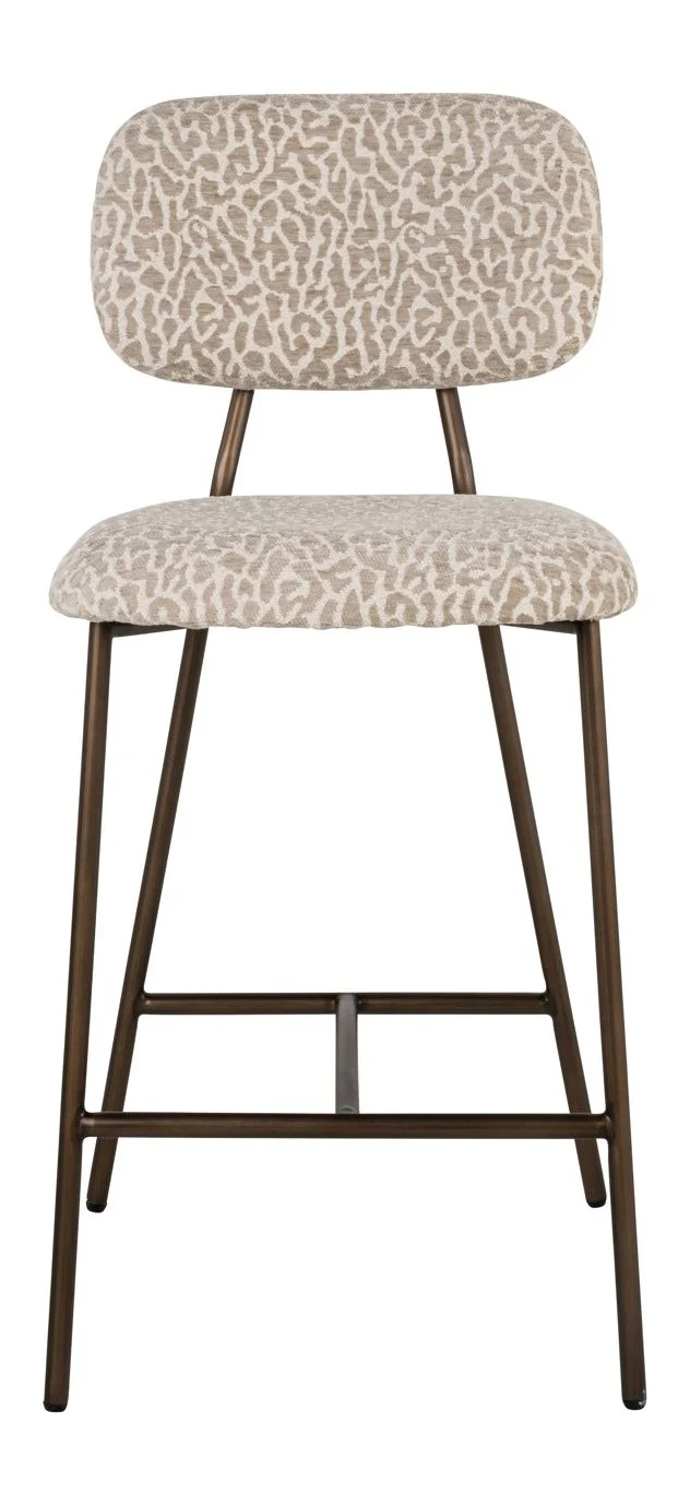 Barhocker Xenia Beige Leopard im 2er-Set mit Metallgestell