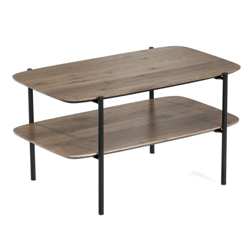 Moderner Couchtisch PINA 70x42cm taupe Ablage Pinien-Optik