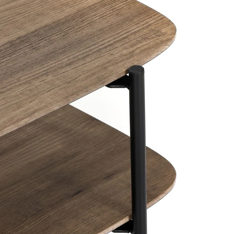 Moderner Couchtisch PINA 70x42cm taupe Ablage Pinien-Optik