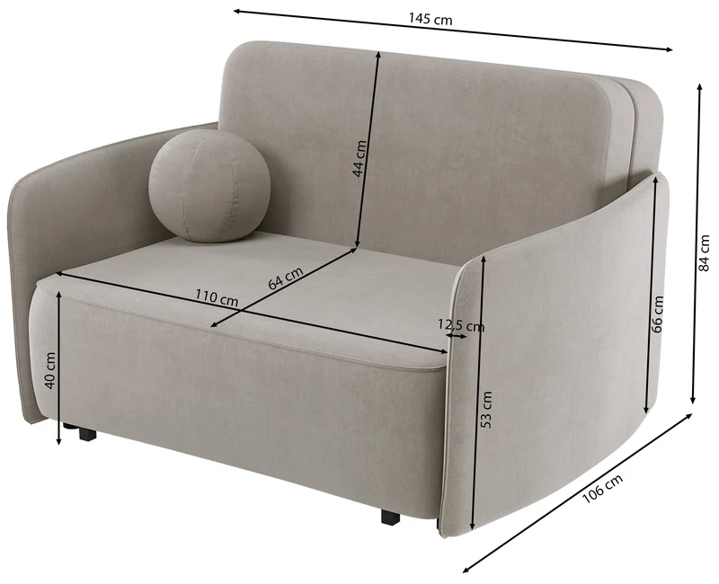 Ausziehbare Zweisitzer-Couch Paxi 145 cm mit Stauraum, grau-braunes Chenille