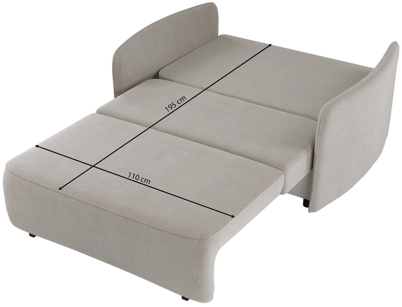 Ausziehbare Zweisitzer-Couch Paxi 145 cm mit Stauraum, grau-braunes Chenille