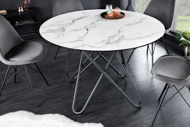 Eleganter Esstisch PARMA 120cm weiss marmoriert Keramik Made-in-Italy