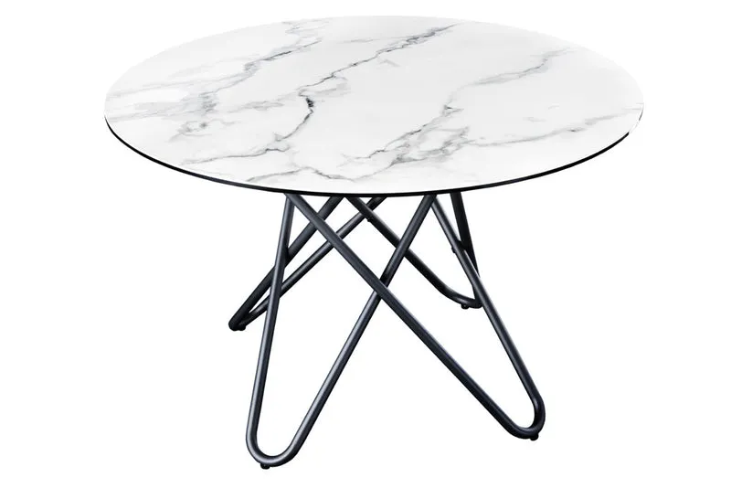 Eleganter Esstisch PARMA 120cm weiss marmoriert Keramik Made-in-Italy