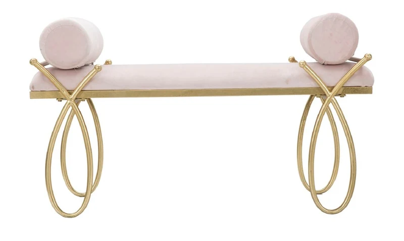 Casa Padrino Luxus Sitzbank Rosa / Gold 112,5 cm - Luxus Interior