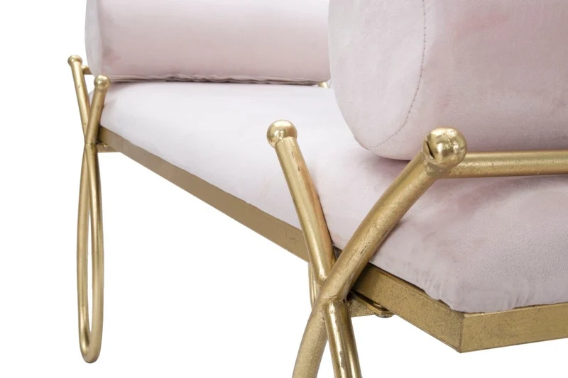 Casa Padrino Luxus Sitzbank Rosa / Gold 112,5 cm - Luxus Interior