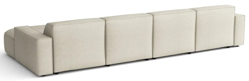 Modulares Ecksofa Sallmo U-förmig universell cremefarben, hydrophober Chenillestoff