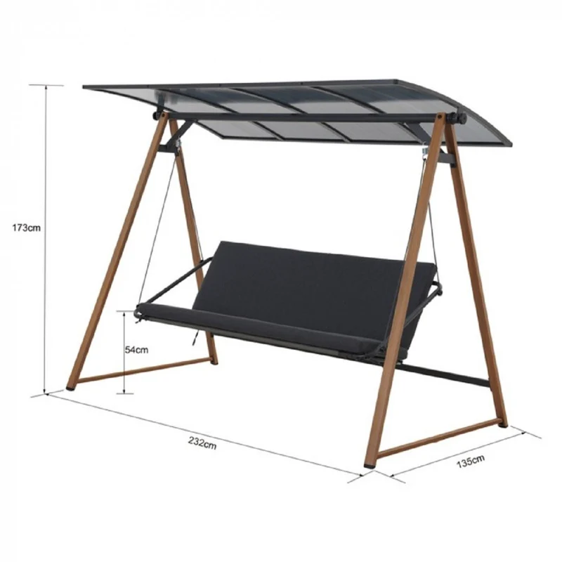 Casa Padrino Luxus Hollywood Schaukel Grau / Braun - Garten Schaukel mit Sonnendach