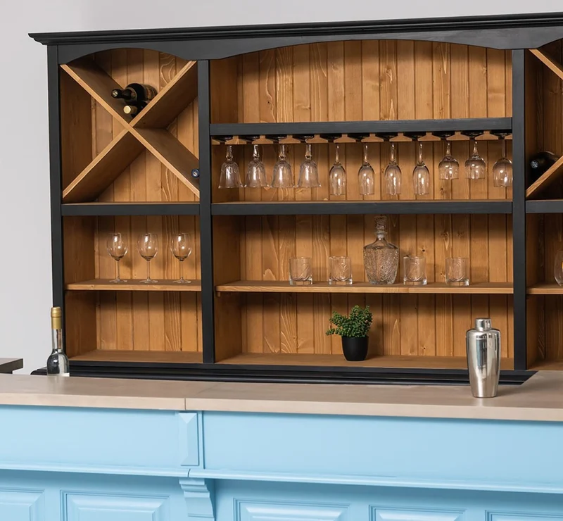 Casa Padrino Landhausstil Bar Theke Hellblau / Beige 240 cm - Landhausstil Barmöbel