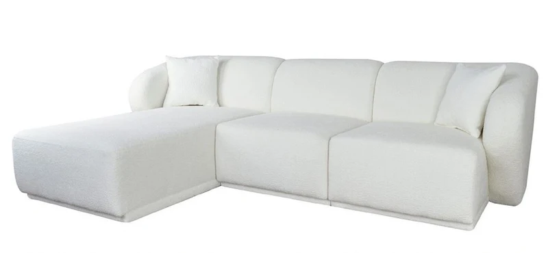 Casa Padrino Luxus Ecksofa Linke Seite Weiß 251 x 166 x H. 75 cm - Modulare Wohnzimmer Möbel