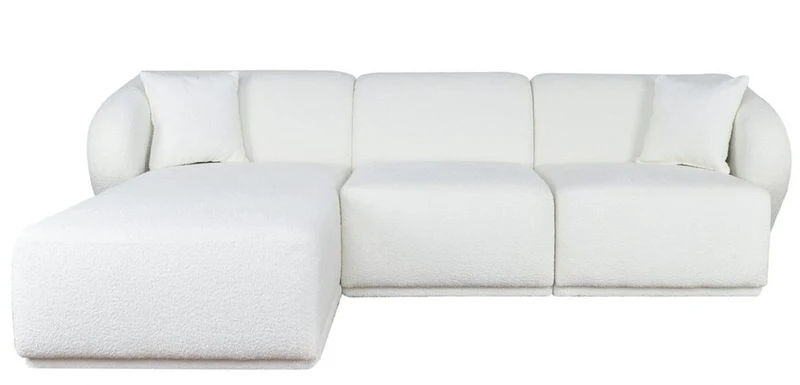 Casa Padrino Luxus Ecksofa Linke Seite Weiß 251 x 166 x H. 75 cm - Modulare Wohnzimmer Möbel