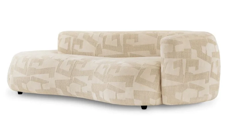 Casa Padrino Luxus Sofa Sandfarben / Schwarz 223 cm - Wohnzimmer & Hotel Interior