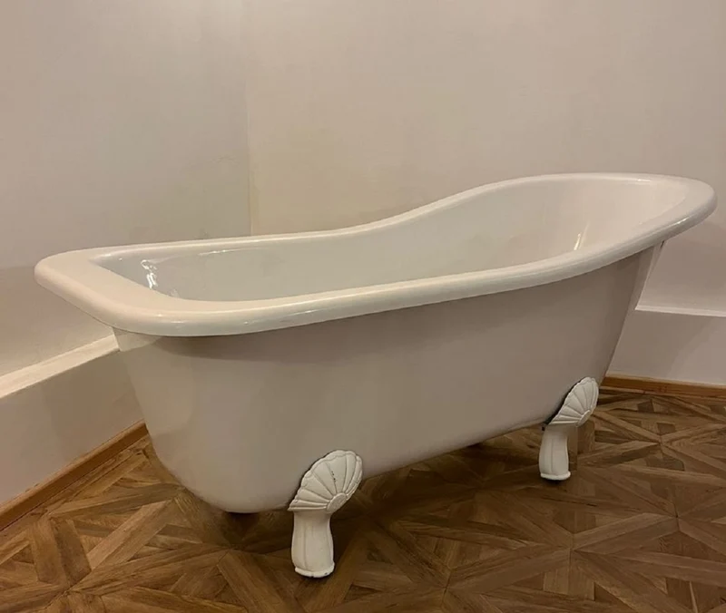 Casa Padrino Jugendstil Badewanne Weiß / Weiß 170 cm - Freistehende Retro Stil Badewanne