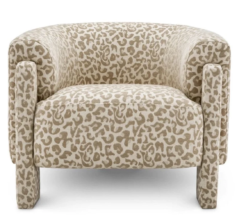 Casa Padrino Luxus Wohnzimmer & Hotel Sessel mit Leoparden Muster Beige - Luxus Möbel