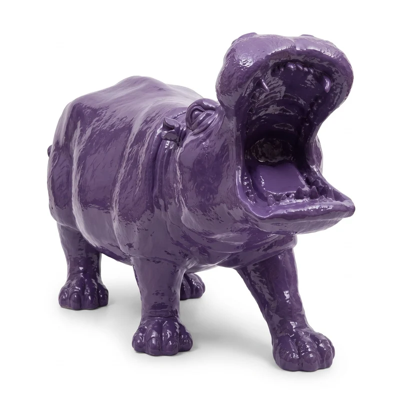 Casa Padrino XXL Deko Skulptur Nilpferd Lila 120 cm - Garten Deko Figur