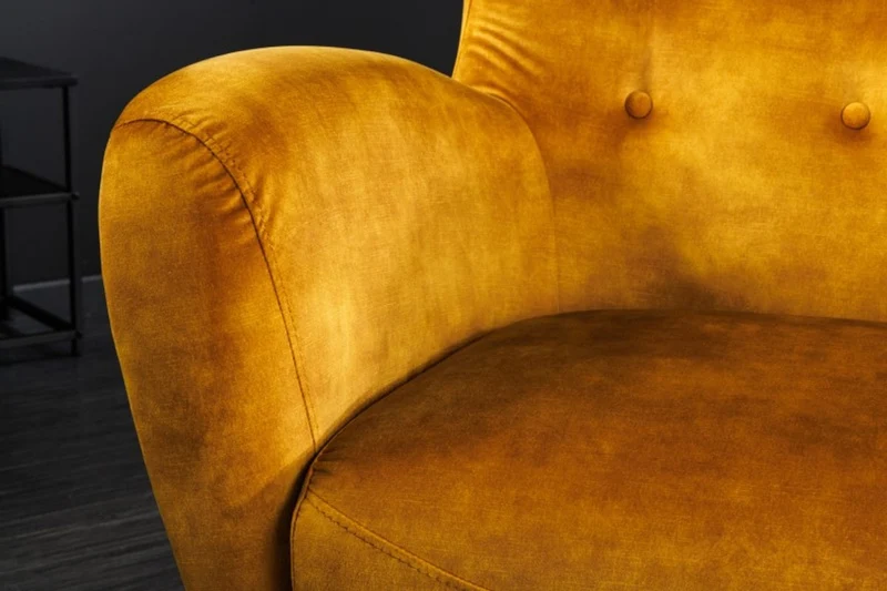Chesterfield Sessel Senfgelb / Schwarz / Silber Ohrensessel aus dem Hause Casa Padrino