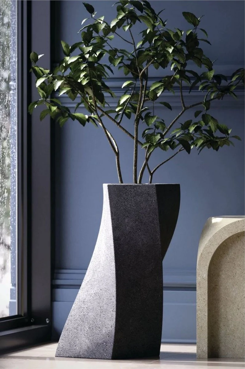 Casa Padrino Luxus Deko Blumentopf Anthrazit H. 75 cm - Beton Pflanzentopf