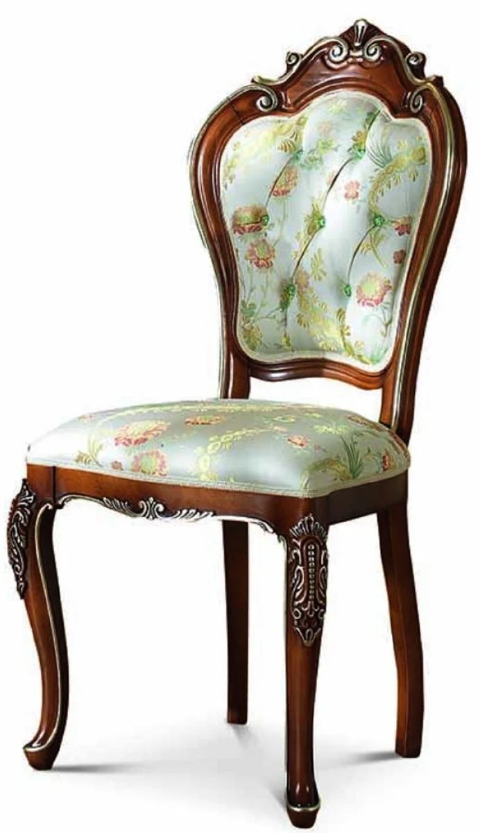 Casa Padrino Luxus Barock Esszimmer Stuhl Bunt / Braun / Gold - Barock Möbel - Made in Italy
