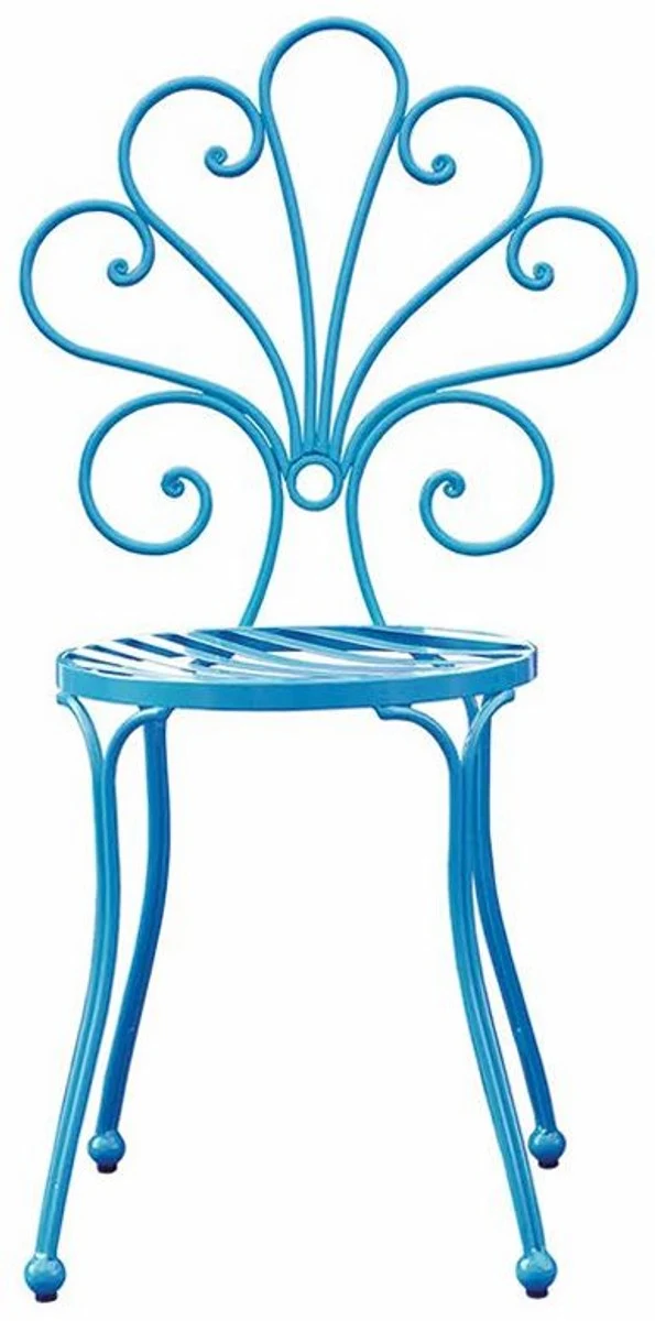 Casa Padrino Jugendstil Gartenstuhl Hellblau H. 91 cm - Jugendstil Garten Möbel
