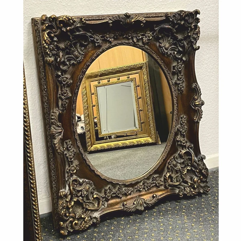 Casa Padrino Barock Spiegel Antik Gold / Grau H. 88 cm - Barockstil Möbel