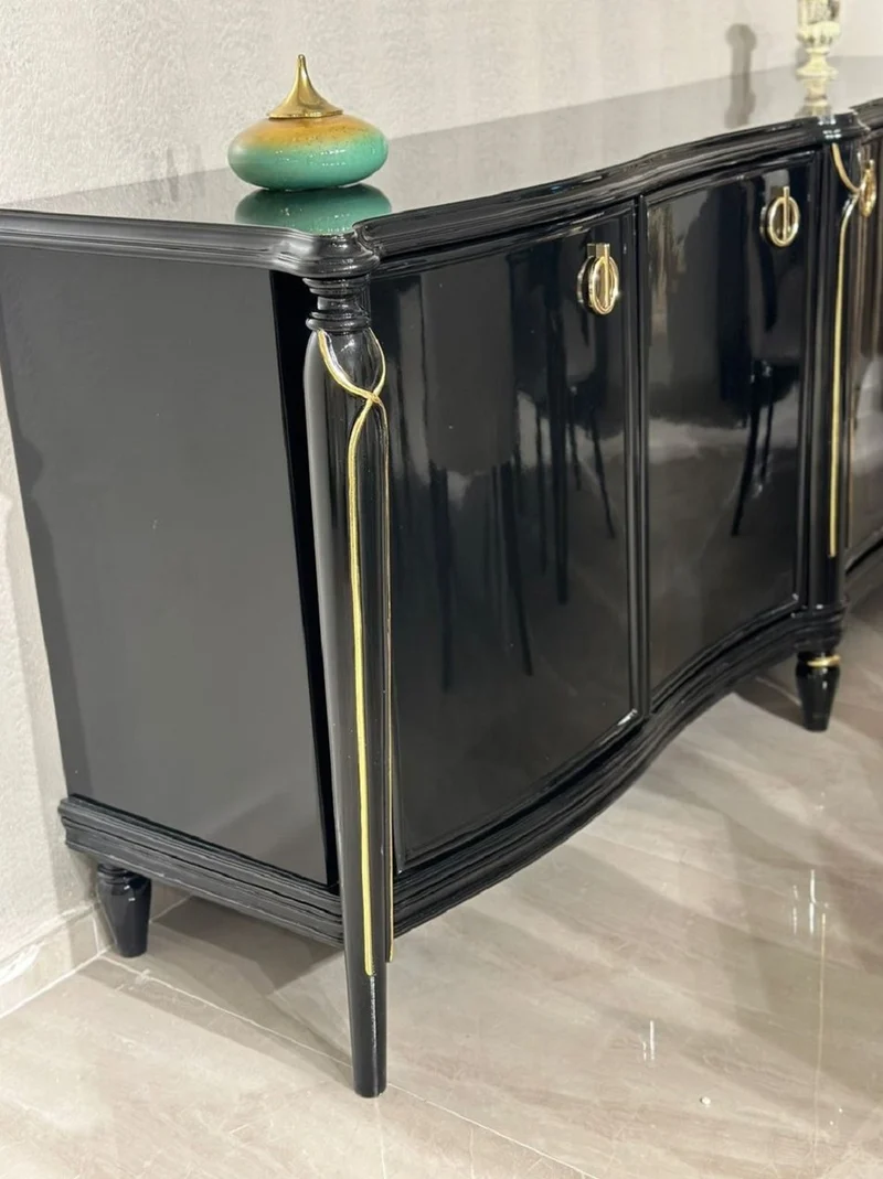 Casa Padrino Luxus Barock Sideboard Schwarz / Gold 230 cm - Barock Möbel
