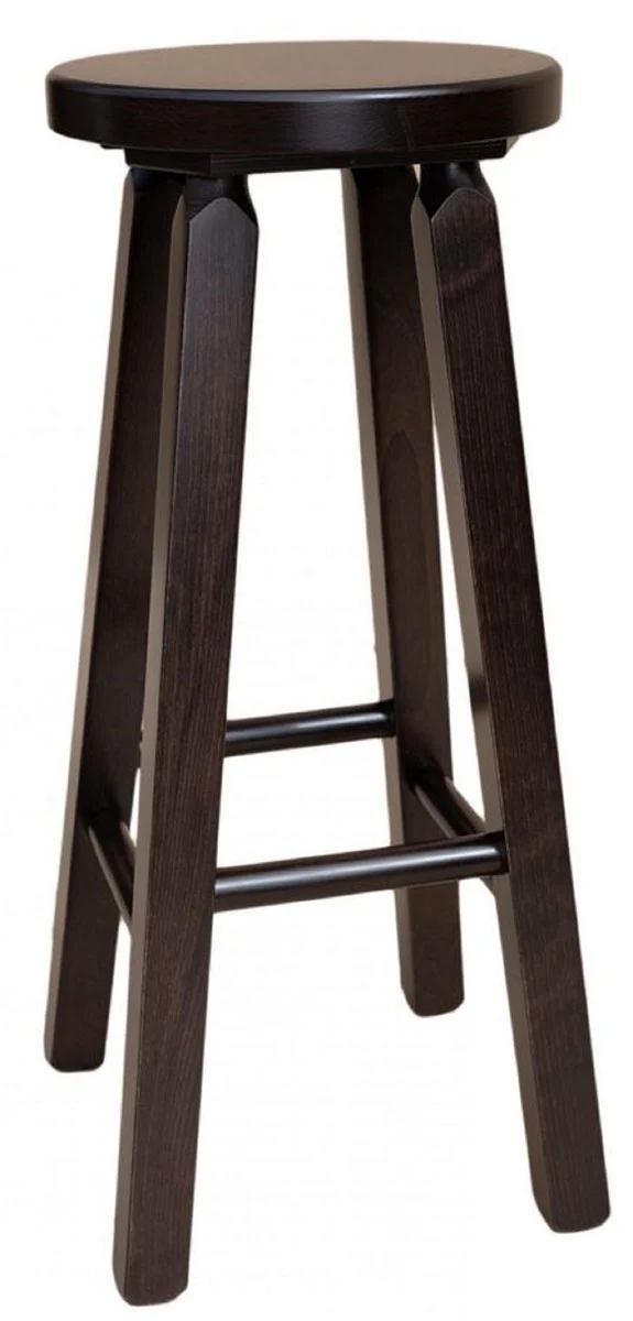 Casa Padrino Landhausstil Massivholz Barhocker Dunkelbraun H. 80 cm - Bar Möbel