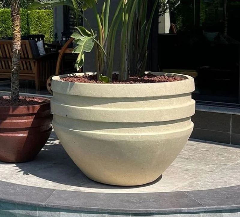 Casa Padrino Luxus XXL Garten Deko Beton Blumentopf Gelb Ø 120 x H. 90 cm