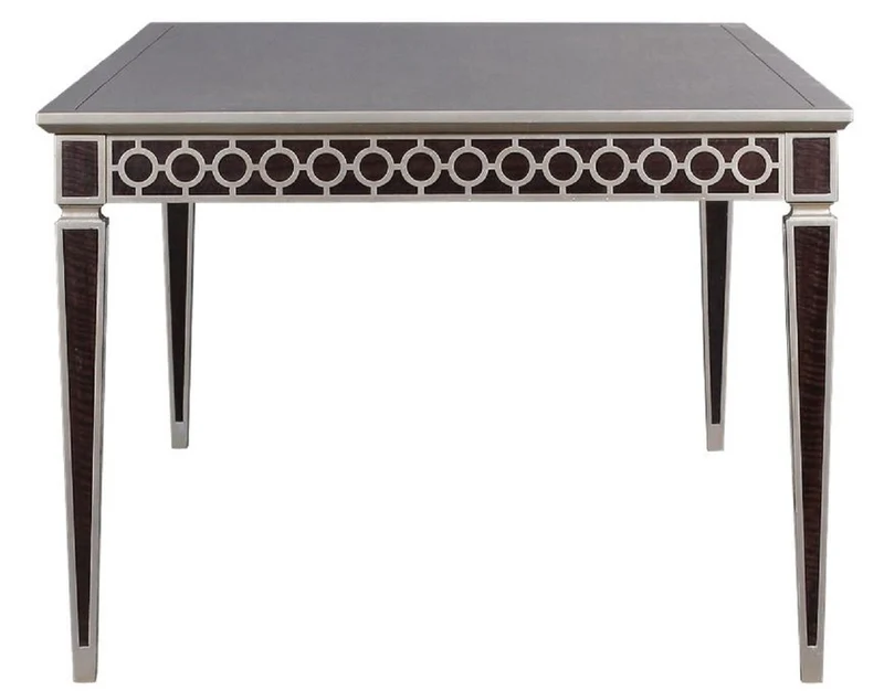 Casa Padrino Luxus Art Deco Esstisch Schwarz / Silber 240 x 110 x H. 78 cm - Edler Esszimmertisch - Art Deco Esszimmer Möbel