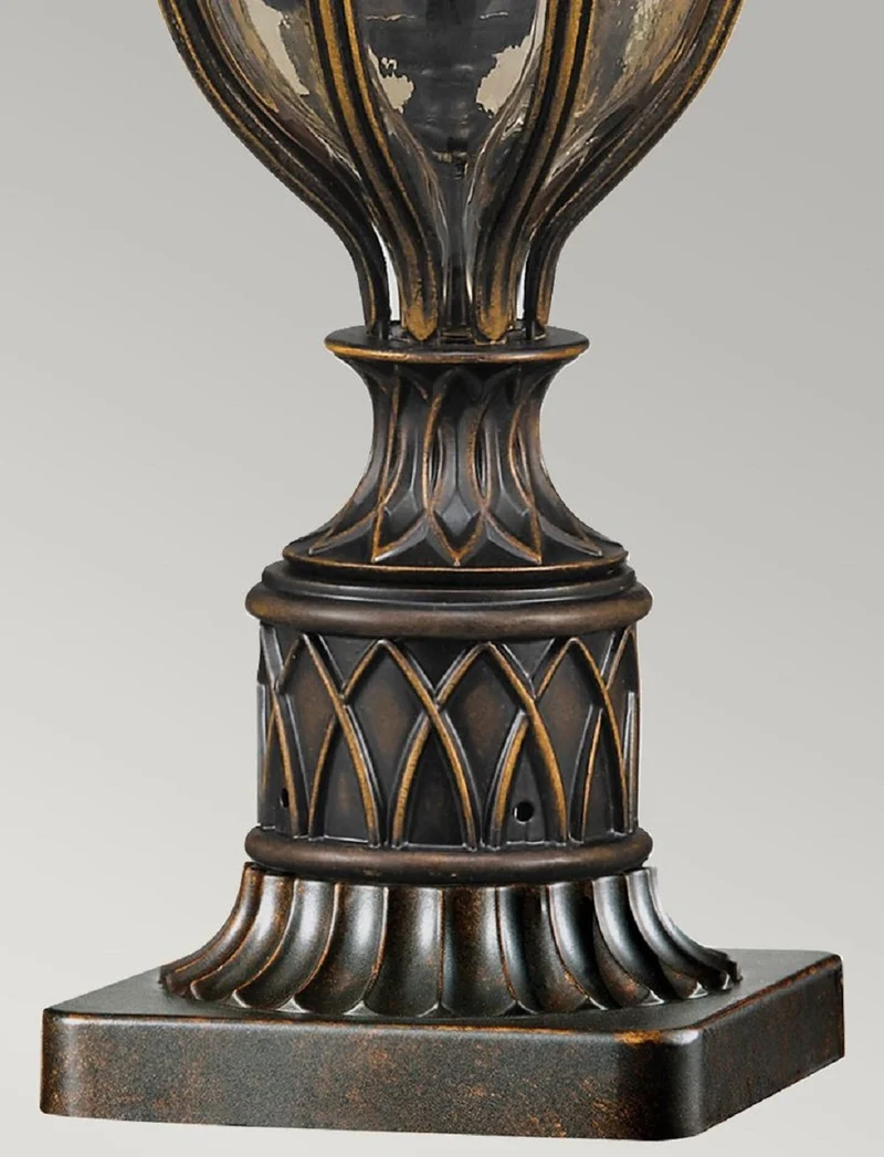 Casa Padrino Barock Sockelleuchte Braun / Bronze / Gold Ø 24,1 x H. 61 cm - Wetterfeste Garten Terrassen Außenleuchte Stehleuchte Gartenlaterne - Nostalgische Außenbeleuchtung