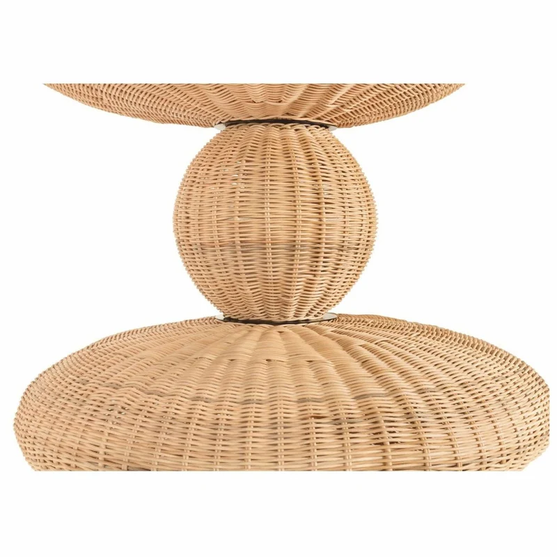Casa Padrino Luxus Rattan LED Hängeleuchte Naturfarben H. 147 cm - Luxus Pendelleuchten