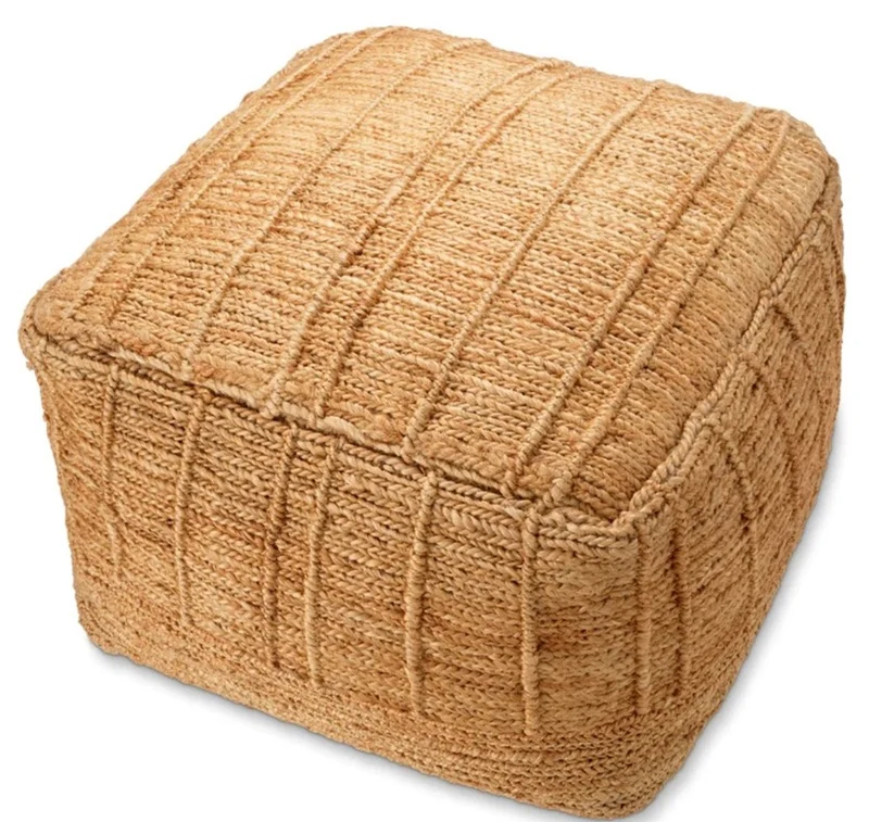 Casa Padrino Luxus Hocker aus Natur Jute 60 x 60 x H. 40 cm - Wohnzimmer Sitzhocker - Luxus Möbel