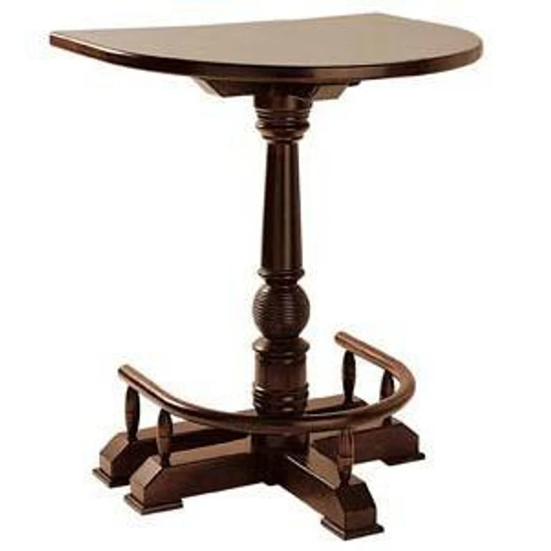 Casa Padrino Luxus Wand Stehtisch mit Fußstütze Dunkelbraun 75 x 90 x H. 110 cm - Halbrunder Massivholz Tisch - Halbrunder Massivholz Bartisch