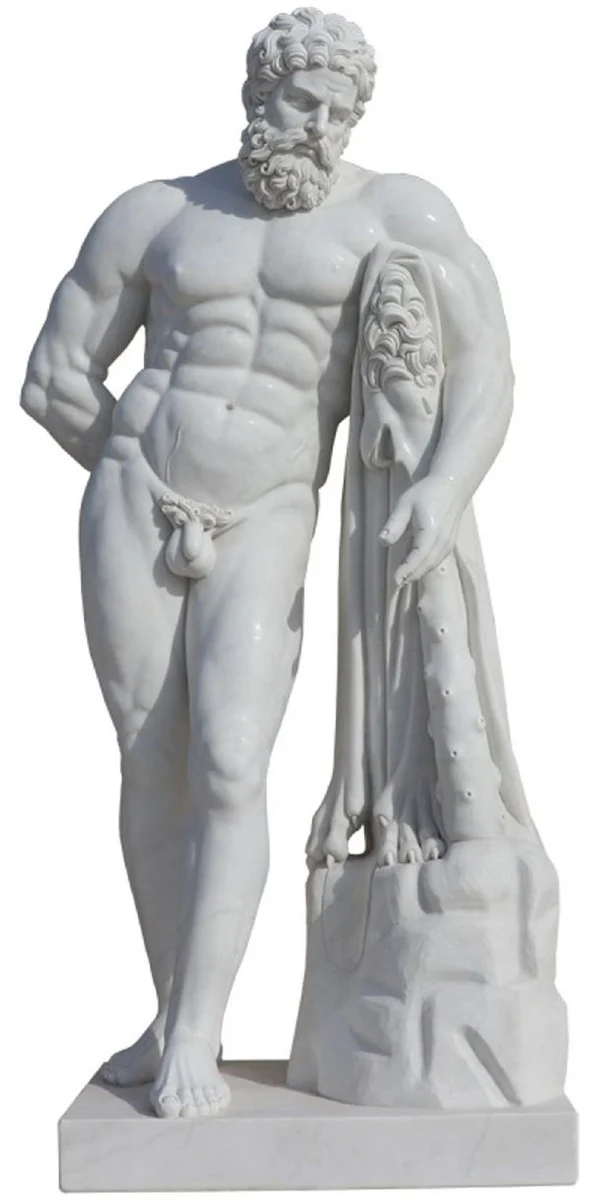 Casa Padrino Antik Stil Garten Deko Marmor Skulptur Mann Grau H. 180 cm