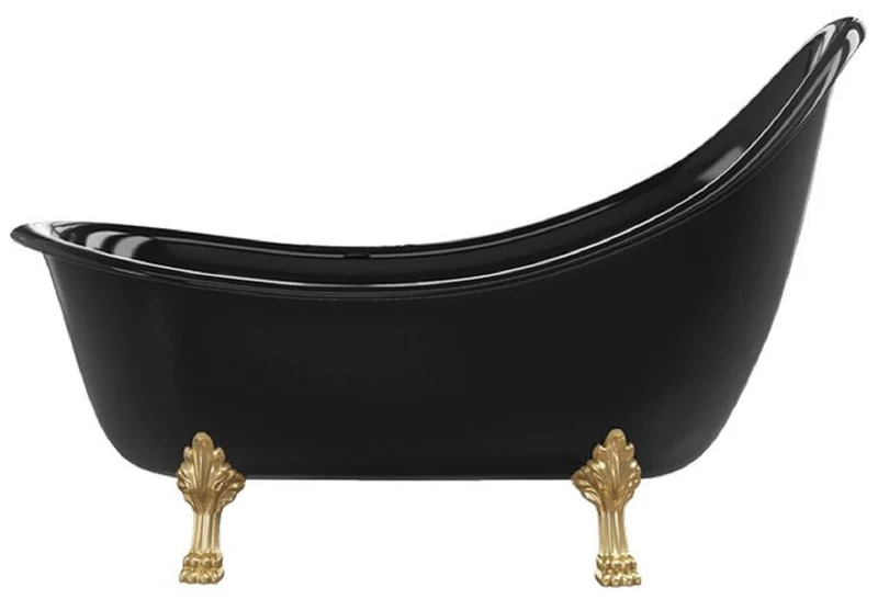 Casa Padrino Jugendstil Badewanne Schwarz / Gold 180 cm - Freistehende Retro Stil Badewanne