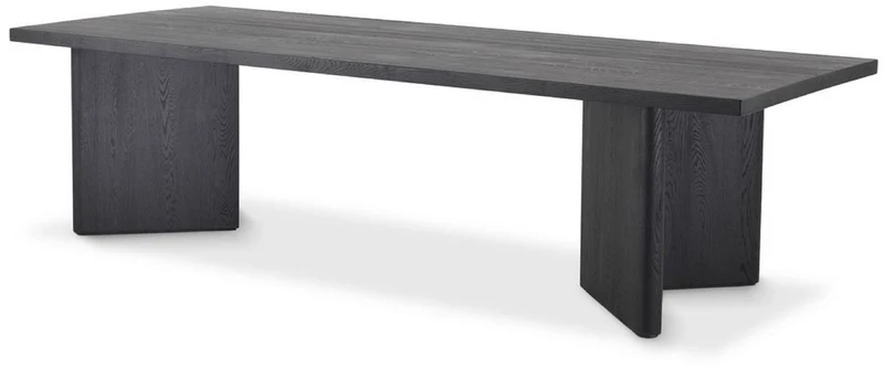 Casa Padrino Luxus Massivholz Esstisch Schwarz 280 x 110,5 x H. 76 cm - Rechteckiger Eichenholz Küchentisch - Luxus Massivholz Esszimmer Möbel
