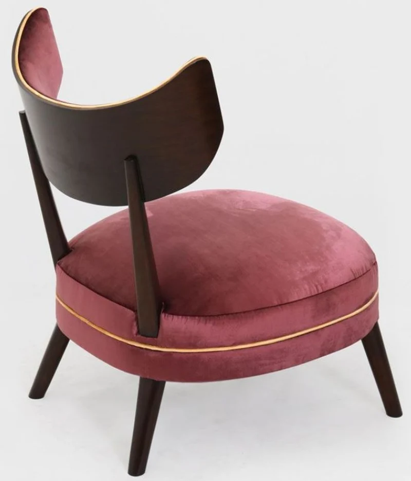 Casa Padrino Luxus Art Deco Lounge Salon Sessel mit gebogener Rückenlehne Lila / Orange / Dunkelbraun 78 x 70 x H. 90 cm - Luxus Möbel