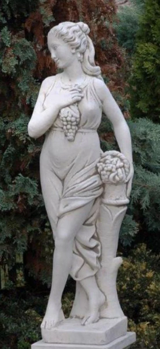 Casa Padrino Jugendstil Garten Deko Skulptur Frau Grau 44 x 30 x H. 140 cm - Elegante Garten Deko Stein Figur - Barock & Jugendstil Garten Deko Accessoires