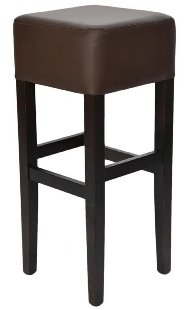 Casa Padrino Landhausstil Barhocker Braun / Schwarz H. 80 cm - Gepolsteter Massivholz Barstuhl