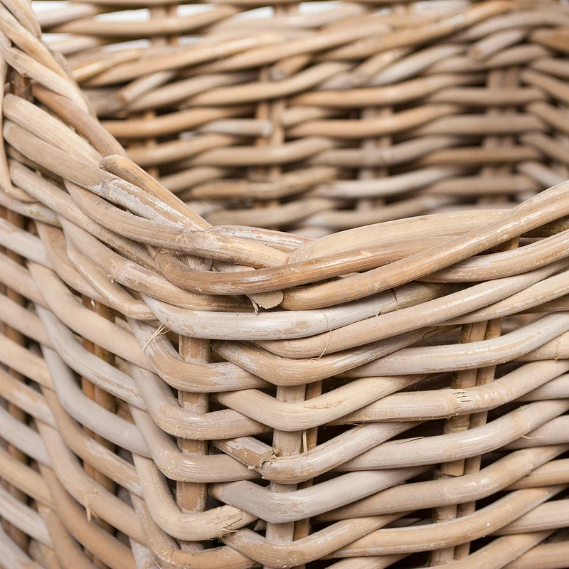 Natürlicher Rattankorb BAKUL eckig Grey 40x40cm mit Griffen